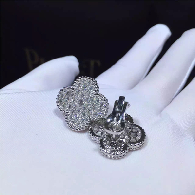 Van Cleef Arpels Magic Alhambra earrings 18k white gold and round diamonds