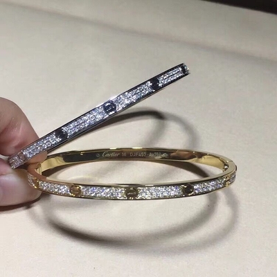 Women White Gold Diamond Bracelet , 18K Gold  Love Bracelet With Gemstone