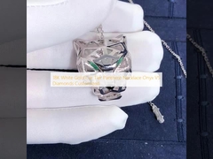 18K الذهب الأبيض سيارة الطبقة النمر قلادة أونيكس مقابل الماس حسب الطلب