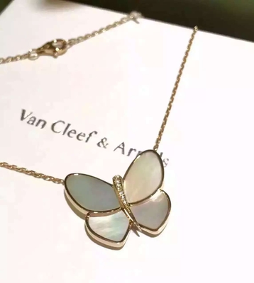 Butterfly Pendant Necklace 18K Yellow Gold , Van Cleef Butterfly Necklace