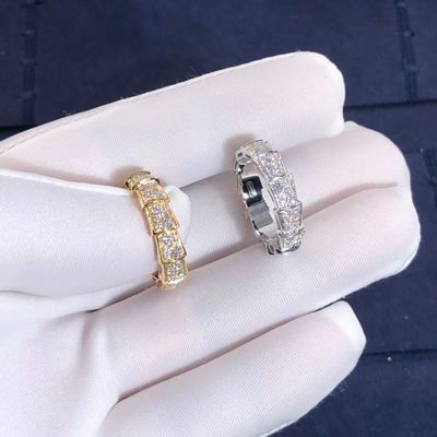 جودة  Factory Make BVLGARI Serpenti Viper Ring 18k Gold And Real Diamonds Rose Gold مصنع