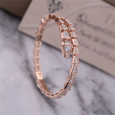 جودة  Luxury Closet Rose Gold Bracelet Serpenti Viper one-coil full diamond Snake Bangle 353792 مصنع