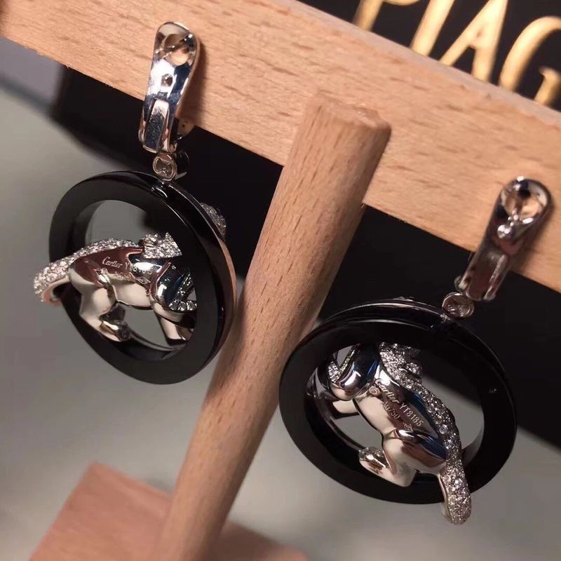 جودة أقراط من الذهب عيار 18 قيراط من الألماس مجوهرات PanthèRe De White Gold الزمرد اليشم أونيكس مصنع