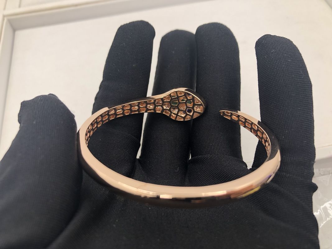 جودة المجوهرات الفاخرة Snakewomens سحر أساور مخصصة 18 قيراط الذهب الوردي مع الماس مصنع