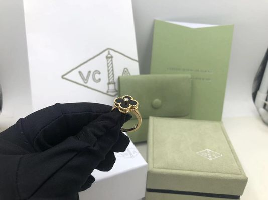 جودة خاتم فان كليف أند آربلز فينتدج ألهامبرا ذهب أصفر عقيق يماني مستدير من الألماس مصنع
