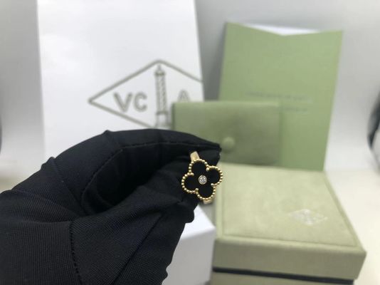 جودة خاتم فان كليف أند آربلز فينتدج ألهامبرا ذهب أصفر عقيق يماني مستدير من الألماس مصنع