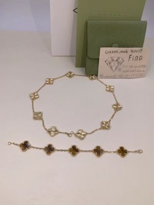 جودة VCA Vintage Alhambra Bracelet 5 Motifs سوار ذهب أصفر / وردي / أبيض عيار 18 قيراط مصنع