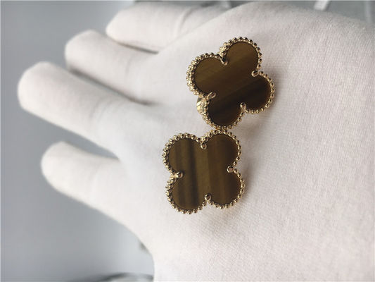 جودة أقراط Van Cleef Arpels Vintage Alhambra من الذهب الأصفر عيار 18 قيراط مع بوا داموريت مصنع