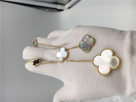 جودة قلادة على شكل زهرة من الذهب الأصفر عيار 18 قيراط ، قلادة Van Cleef Arpels Magic Alhambra مصنع
