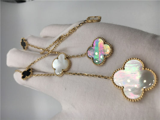 جودة قلادة على شكل زهرة من الذهب الأصفر عيار 18 قيراط ، قلادة Van Cleef Arpels Magic Alhambra مصنع