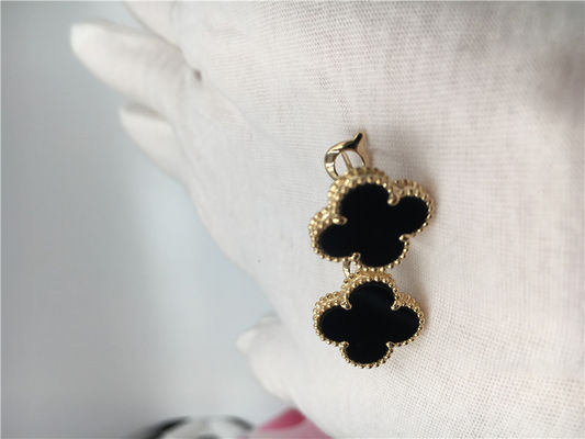 جودة أقراط Van Cleef Arpels Vintage Alhambra من الذهب الأصفر عيار 18 قيراط مع مجوهرات أونيكس الراقية مصنع