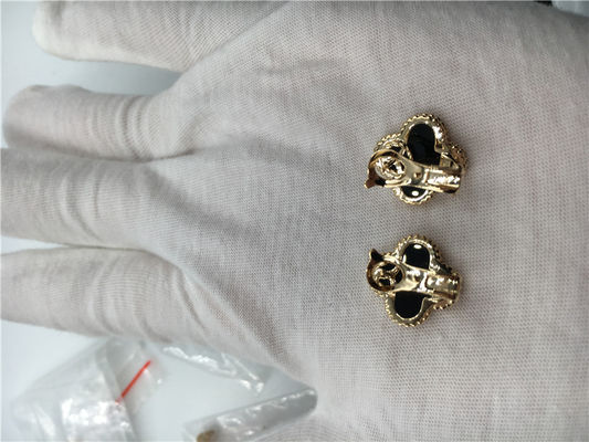 جودة أقراط Van Cleef Arpels Vintage Alhambra من الذهب الأصفر عيار 18 قيراط مع مجوهرات أونيكس الراقية مصنع