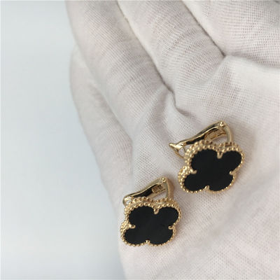 جودة أقراط Van Cleef Arpels Vintage Alhambra من الذهب الأصفر عيار 18 قيراط مع مجوهرات أونيكس الراقية مصنع