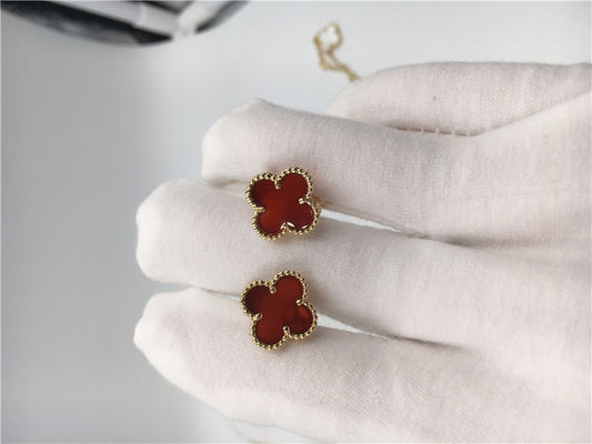 جودة فان كليف أربلز Sweet Alhambra Earstuds من الذهب الأصفر عيار 18 قيراطًا مع العقيق مصنع