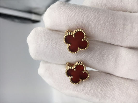 جودة فان كليف أربلز Sweet Alhambra Earstuds من الذهب الأصفر عيار 18 قيراطًا مع العقيق مصنع