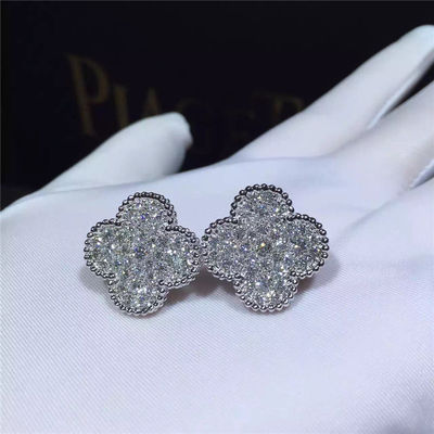 جودة أقراط Van Cleef Arpels Magic Alhambra من الذهب الأبيض عيار 18 قيراط والماس المستدير مصنع