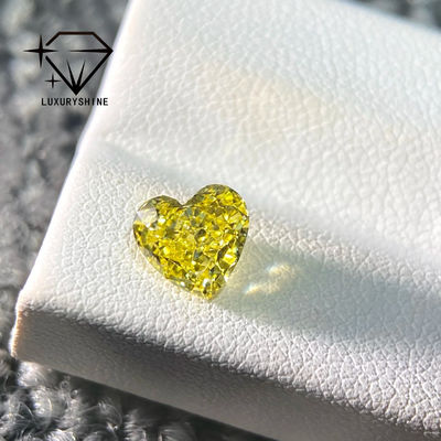 جودة LuxuryShine VS1 ماسة مُصنّعة في المختبر على شكل قلب أصفر فاخر 1 قيراط 2 قيراط 3 قيراط 4 قيراط 5 قيراط ماس حقيقي بشهادة IGI مصنع