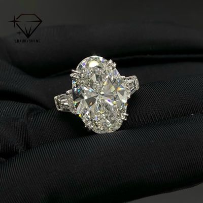 جودة خاتم سوليتير من الذهب الصلب عيار 18 قيراطًا مرصع بماسة صناعية بيضاوية الشكل من Luxuryshine بقطع VVS/VS بوزن 10 قيراط مع شهادة IGI للمجوهرات المخصصة مصنع