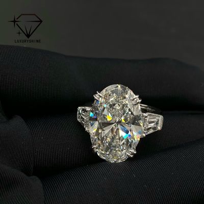 جودة خاتم سوليتير من الذهب الصلب عيار 18 قيراطًا مرصع بماسة صناعية بيضاوية الشكل من Luxuryshine بقطع VVS/VS بوزن 10 قيراط مع شهادة IGI للمجوهرات المخصصة مصنع