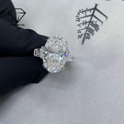 جودة خاتم سوليتير من الذهب الصلب عيار 18 قيراطًا مرصع بماسة صناعية بيضاوية الشكل من Luxuryshine بقطع VVS/VS بوزن 10 قيراط مع شهادة IGI للمجوهرات المخصصة مصنع