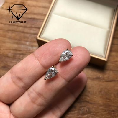 جودة أقراط مرصعة من الذهب عيار 18 قيراطًا من الألماس المزروع في المختبر بقصة الكمثرى، ووضوح VVS-VS مصنع