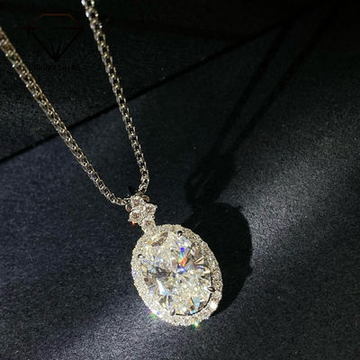 جودة 18 كارت ذهبية بيضاوية مختبر الكبار الماس القلادة VVS1-VS1 0.3-3.0ct مصنع