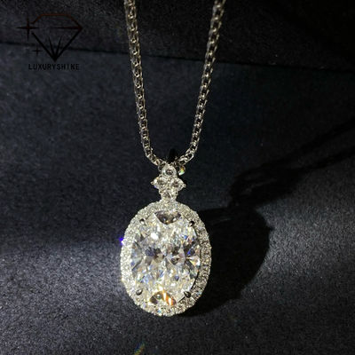 جودة 18 كارت ذهبية بيضاوية مختبر الكبار الماس القلادة VVS1-VS1 0.3-3.0ct مصنع