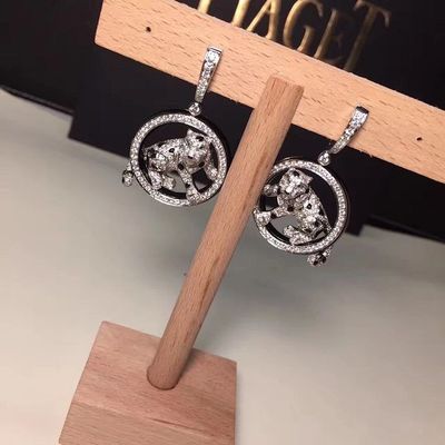 جودة أقراط من الذهب عيار 18 قيراط من الألماس مجوهرات PanthèRe De White Gold الزمرد اليشم أونيكس مصنع