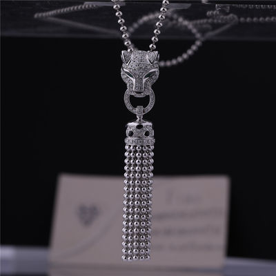 جودة قلادة PanthèRe De Cartier ذهب أبيض ورنيش أسود الزمرد والماس أونيكس مصنع