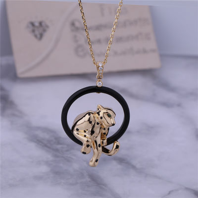 جودة PANTH NRE DE NECKLACE أصفر ذهب سيراميك ورنيش زيزوريت جارنيت ماس مصنع