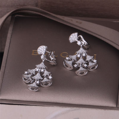 جودة Roma High Jewelry أقراط ديفاز دريم من الذهب الأبيض عيار 18 قيراطًا ومرصعة بـ 7 ماسات رئيسية وماسات مرصوفة بالكامل مصنع
