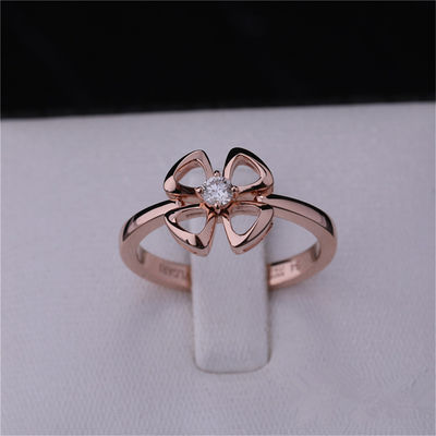 جودة Roma Gold Brand Jewelry Fiorever خاتم ذهب وردي عيار 18 قيراط مرصع بماسة في الوسط REF 355305 مصنع