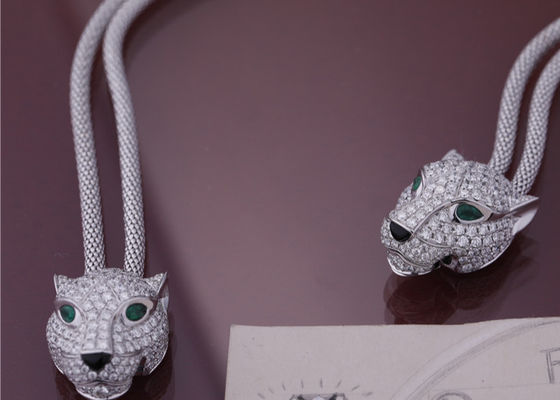 جودة PanthèRe De Cartier قلادة من الذهب الأبيض والماس والزمرد والعقيق مصنع